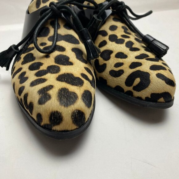 ALL BLACK Leopard Print Lace Up Oxfords Size 37.5 - Picture 6 of 8
